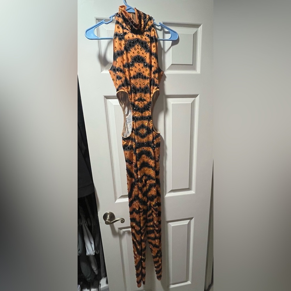 Stylish Orange and Black Jumpsuit - Picture 3 of 4
